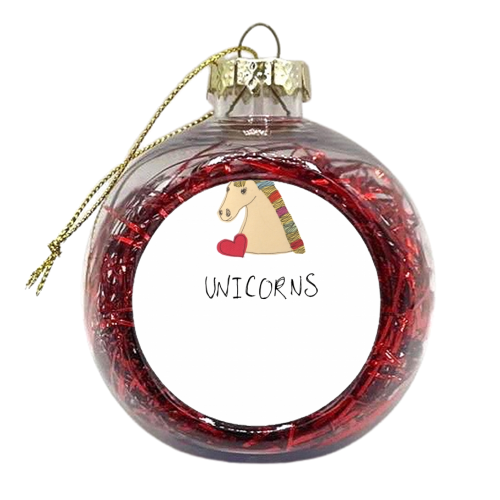I Love Unicorns - xmas bauble by Yazmin Brooks