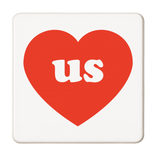 I Love Us - personalised beer coaster by Adam Regester