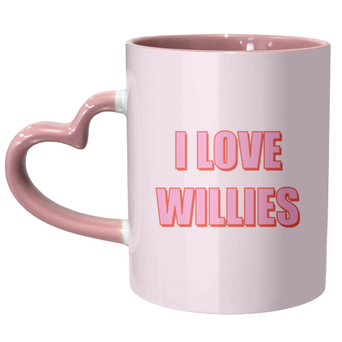 I Love Willies Typographic Design - unique mug by Adam Regester