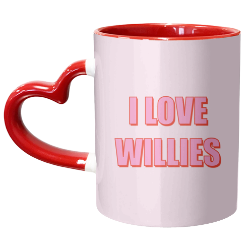 I Love Willies Typographic Design - unique mug by Adam Regester