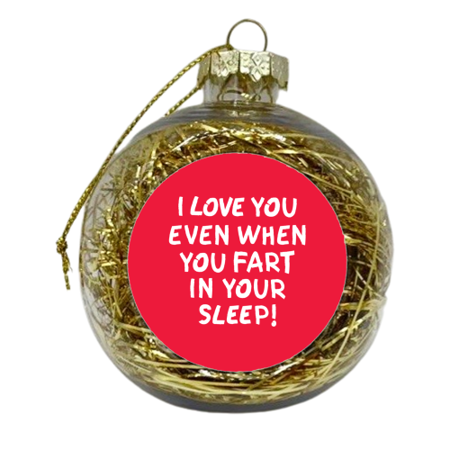 I love you even when you fart in your sleep! - xmas bauble by The Boy and the Bear
