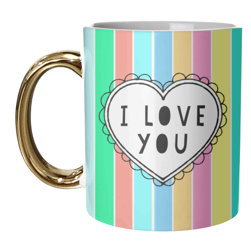 I Love You Frilly Heart - unique mug by Adam Regester