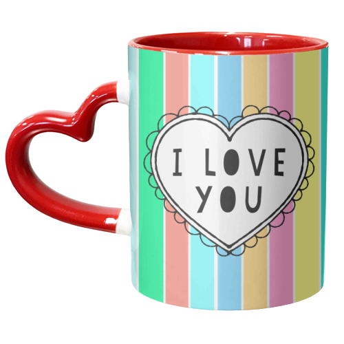I Love You Frilly Heart - unique mug by Adam Regester