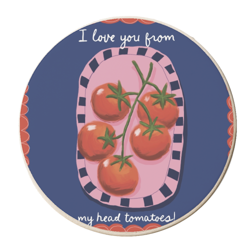 I love you from my head tomatoes - personalised beer coaster by Giddy Kipper