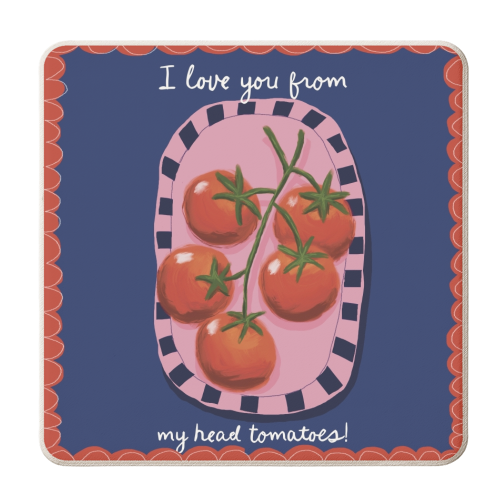 I love you from my head tomatoes - personalised beer coaster by Giddy Kipper