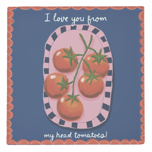 I love you from my head tomatoes - personalised beer coaster by Giddy Kipper