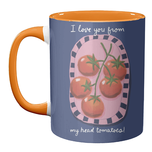 I love you from my head tomatoes - unique mug by Giddy Kipper