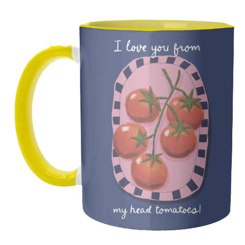 I love you from my head tomatoes - unique mug by Giddy Kipper