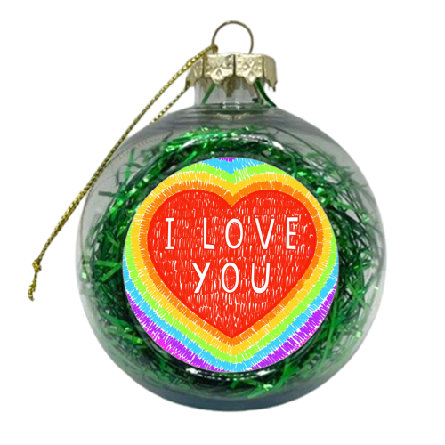 I Love You Rainbow Heart - xmas bauble by Adam Regester