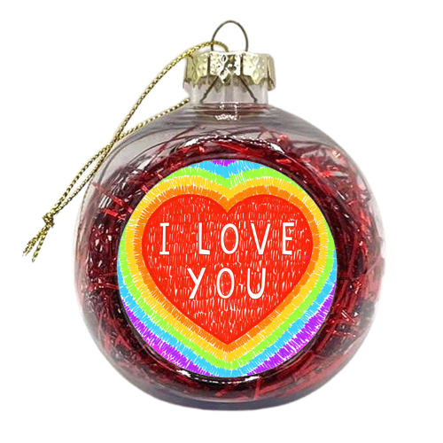 I Love You Rainbow Heart - xmas bauble by Adam Regester
