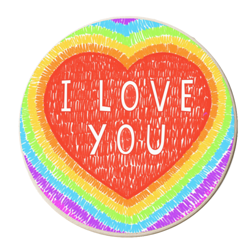 I Love You Rainbow Heart - personalised beer coaster by Adam Regester