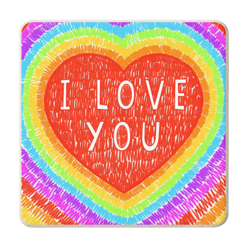 I Love You Rainbow Heart - personalised beer coaster by Adam Regester