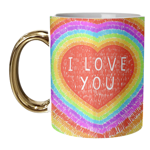 I Love You Rainbow Heart - unique mug by Adam Regester