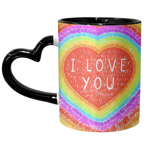 I Love You Rainbow Heart - unique mug by Adam Regester