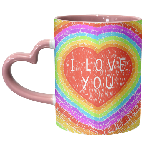 I Love You Rainbow Heart - unique mug by Adam Regester
