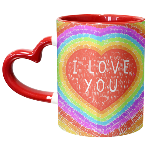 I Love You Rainbow Heart - unique mug by Adam Regester