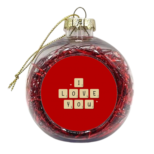 I love you scrabble print - xmas bauble by The Girl Next Draw