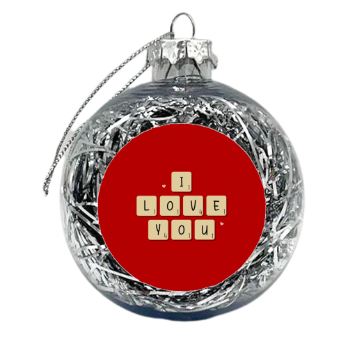 I love you scrabble print - xmas bauble by The Girl Next Draw