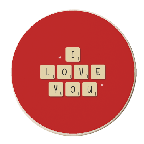 I love you scrabble print - personalised beer coaster by The Girl Next Draw