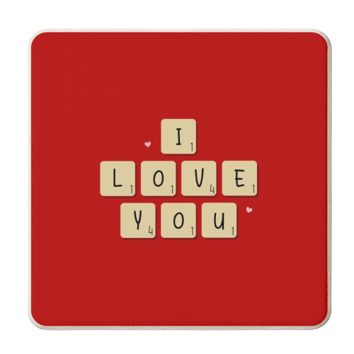 I love you scrabble print - personalised beer coaster by The Girl Next Draw