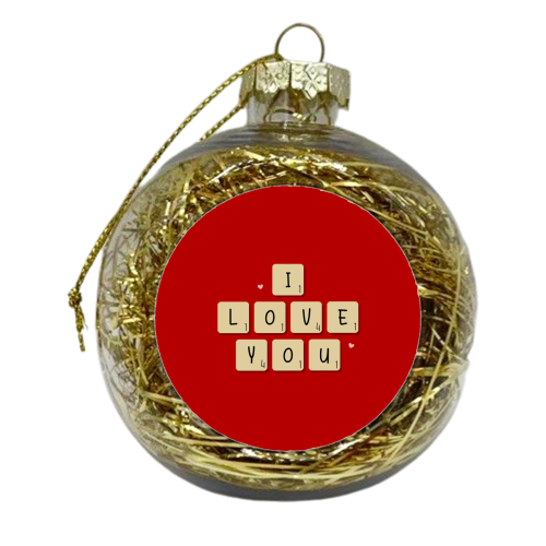 I love you scrabble print - xmas bauble by The Girl Next Draw