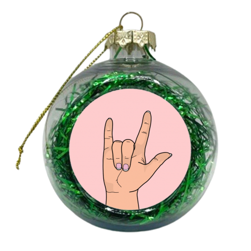 I love you sign language hand - xmas bauble by The Girl Next Draw