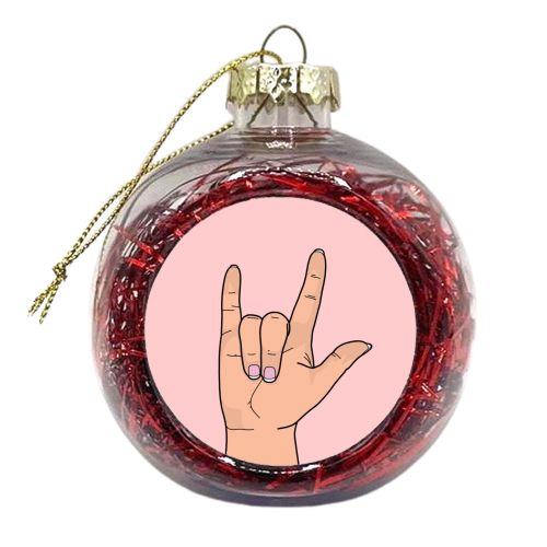 I love you sign language hand - xmas bauble by The Girl Next Draw
