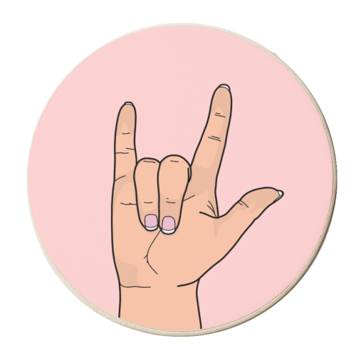 I love you sign language hand - personalised beer coaster by The Girl Next Draw