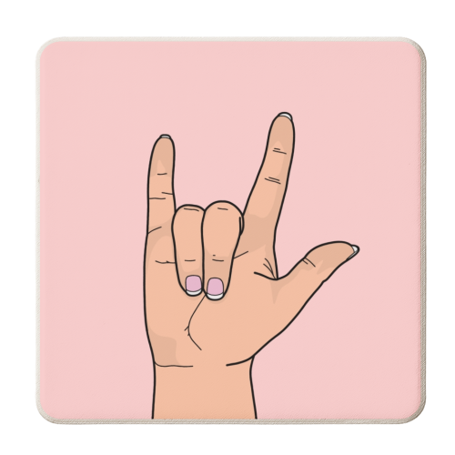 I love you sign language hand - personalised beer coaster by The Girl Next Draw