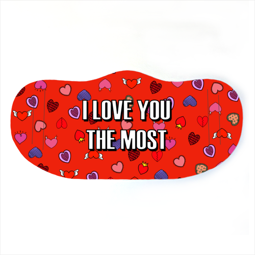 I Love You The Most (heart pattern) - face cover mask by Adam Regester