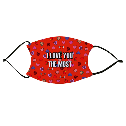 I Love You The Most (heart pattern) - face cover mask by Adam Regester