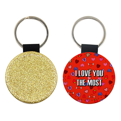 I Love You The Most (heart pattern) - keyring by Adam Regester