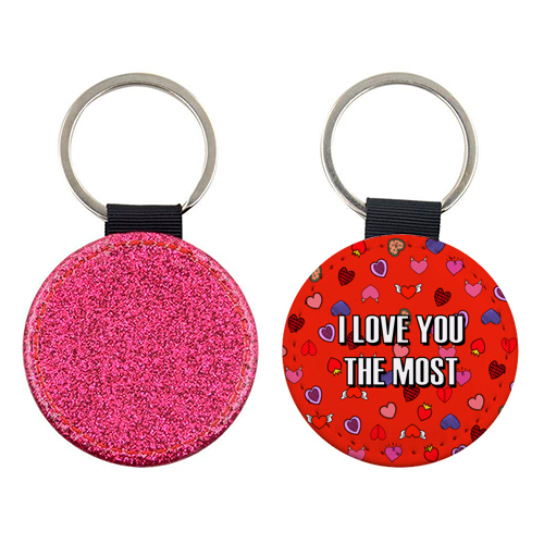 I Love You The Most (heart pattern) - keyring by Adam Regester