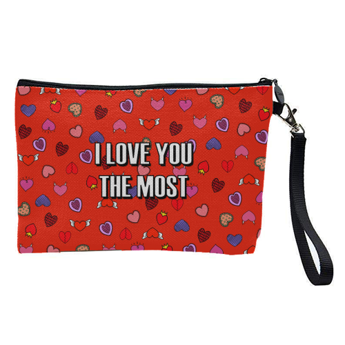 I Love You The Most (heart pattern) - pretty makeup bag by Adam Regester