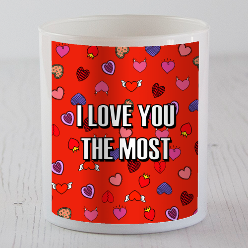 I Love You The Most (heart pattern) - scented candle by Adam Regester
