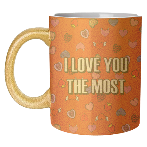 I Love You The Most (heart pattern) - unique mug by Adam Regester