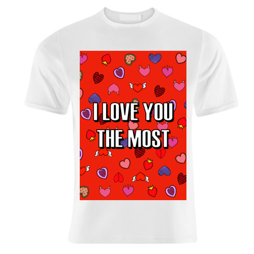 I Love You The Most (heart pattern) - unique t shirt by Adam Regester