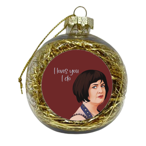 I Loves You Nessa Valentine - xmas bauble by Giddy Kipper
