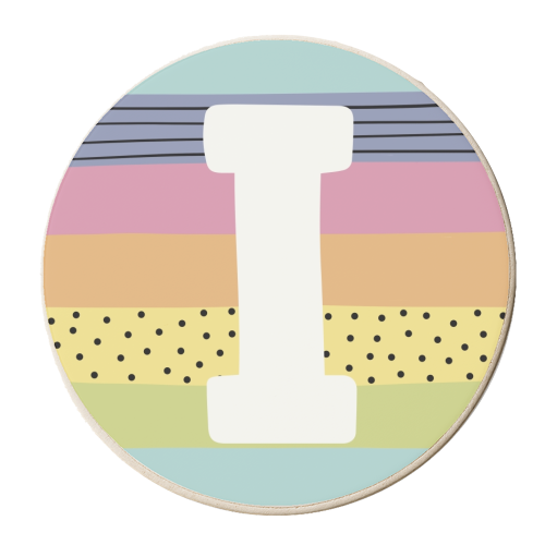 I - personalised letter in rainbow stripes - personalised beer coaster by Giddy Kipper