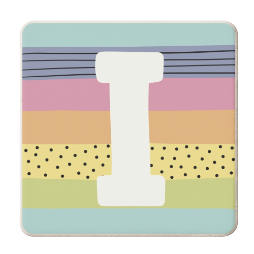 I - personalised letter in rainbow stripes - personalised beer coaster by Giddy Kipper
