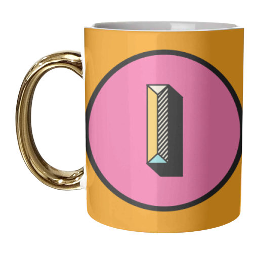 I - Pink and Orange Block Alphabet Letter Initial - unique mug by AbiGoLucky