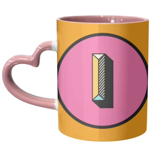 I - Pink and Orange Block Alphabet Letter Initial - unique mug by AbiGoLucky