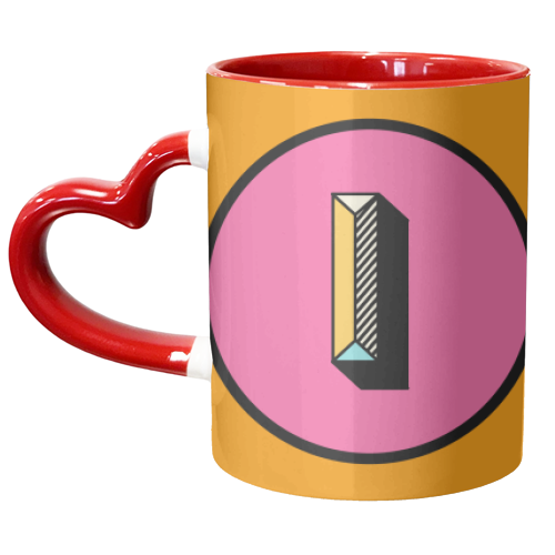 I - Pink and Orange Block Alphabet Letter Initial - unique mug by AbiGoLucky