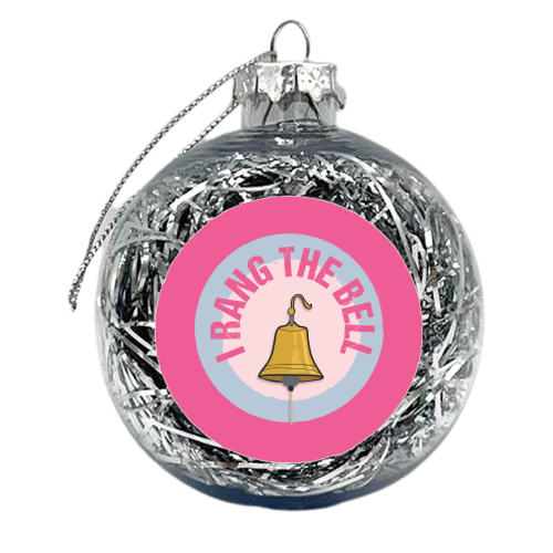 I RANG THE BELL! Pink ! - xmas bauble by Mad Philomena