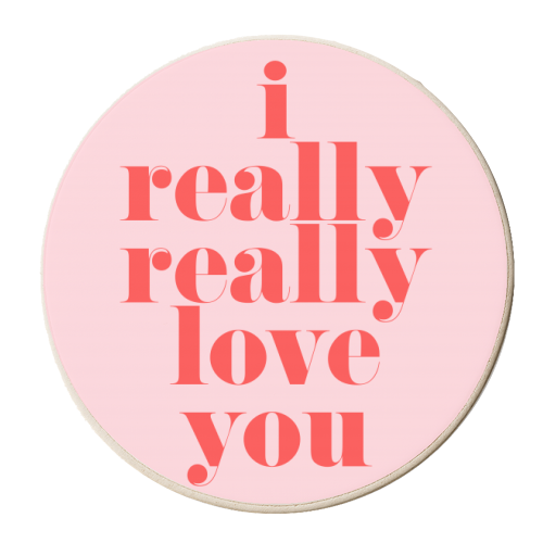 I Really Really Love You | Pink & Red Decor - personalised beer coaster by The 13 Prints