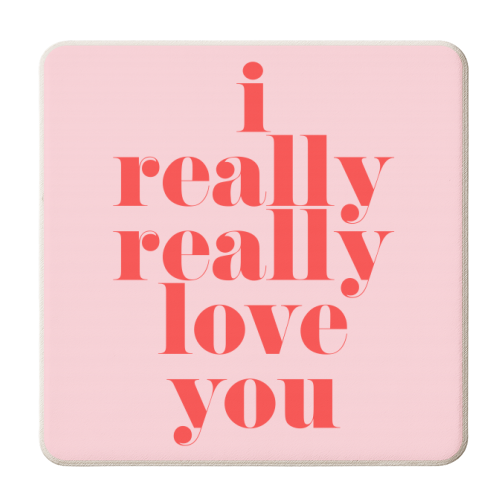 I Really Really Love You | Pink & Red Decor - personalised beer coaster by The 13 Prints