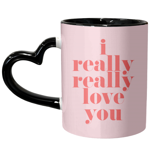 I Really Really Love You | Pink & Red Decor - unique mug by The 13 Prints