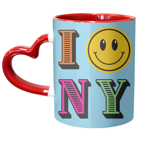 I SMILEY NY - COLOURFUL - unique mug by Lilly Rose