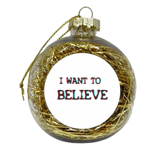 I WANT TO BELIEVE - X Files Inspired - xmas bauble by AJ Illustration