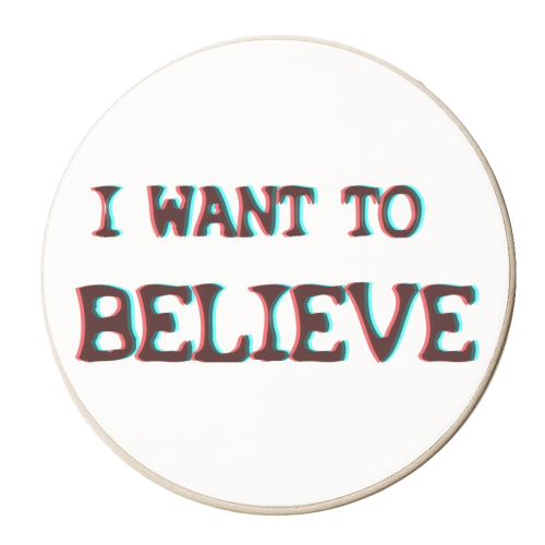 I WANT TO BELIEVE - X Files Inspired - personalised beer coaster by AJ Illustration